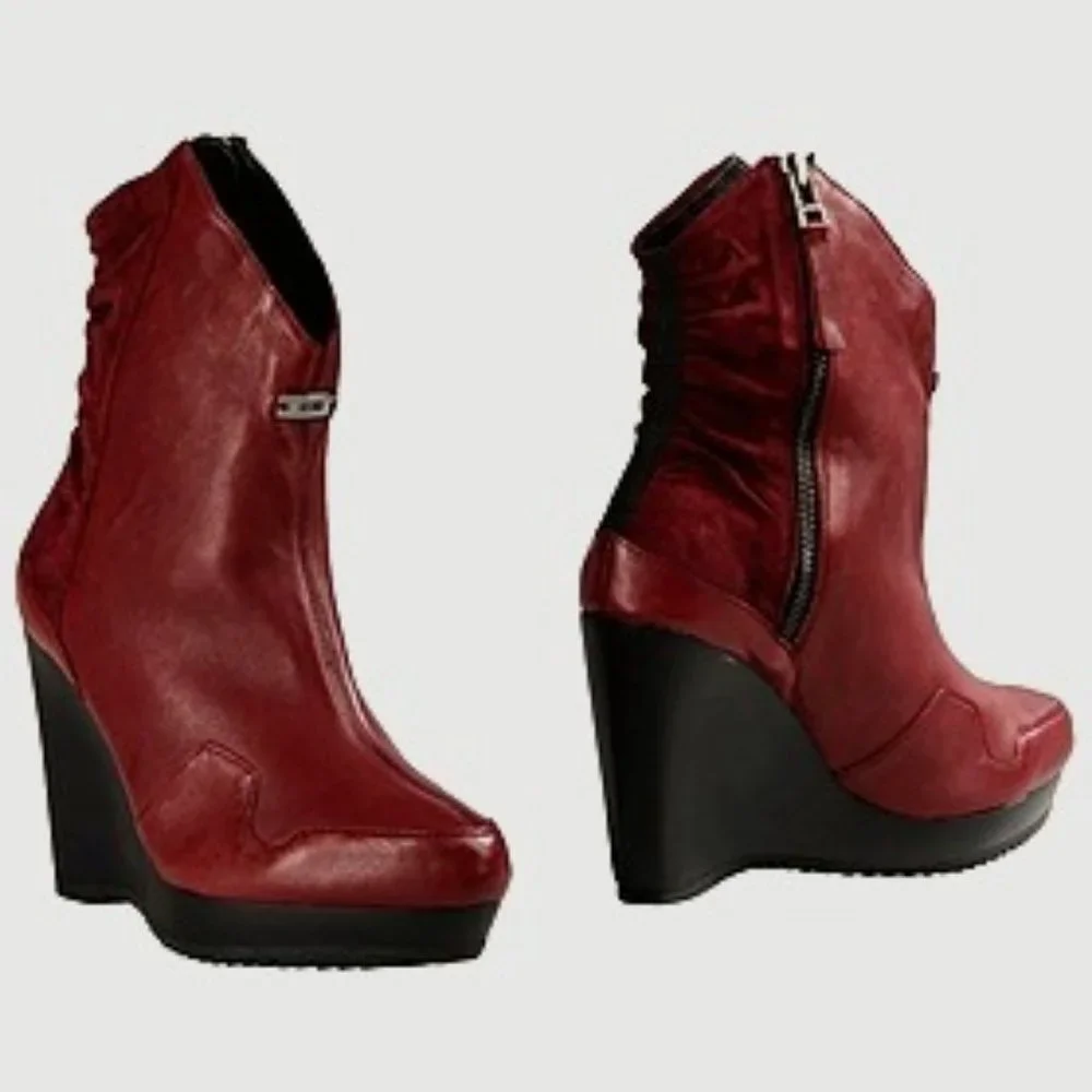 NIB $670 Adidas Slvr burgundy red leather boots. US 8